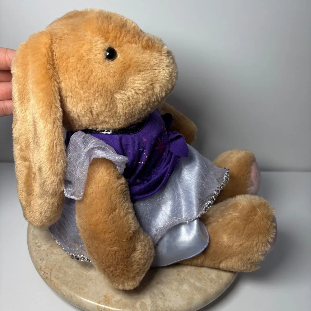 Build-A-Bear Workshop Bunny Rabbit Plush‎ in Purple Fireworks Dress Outfit Sound